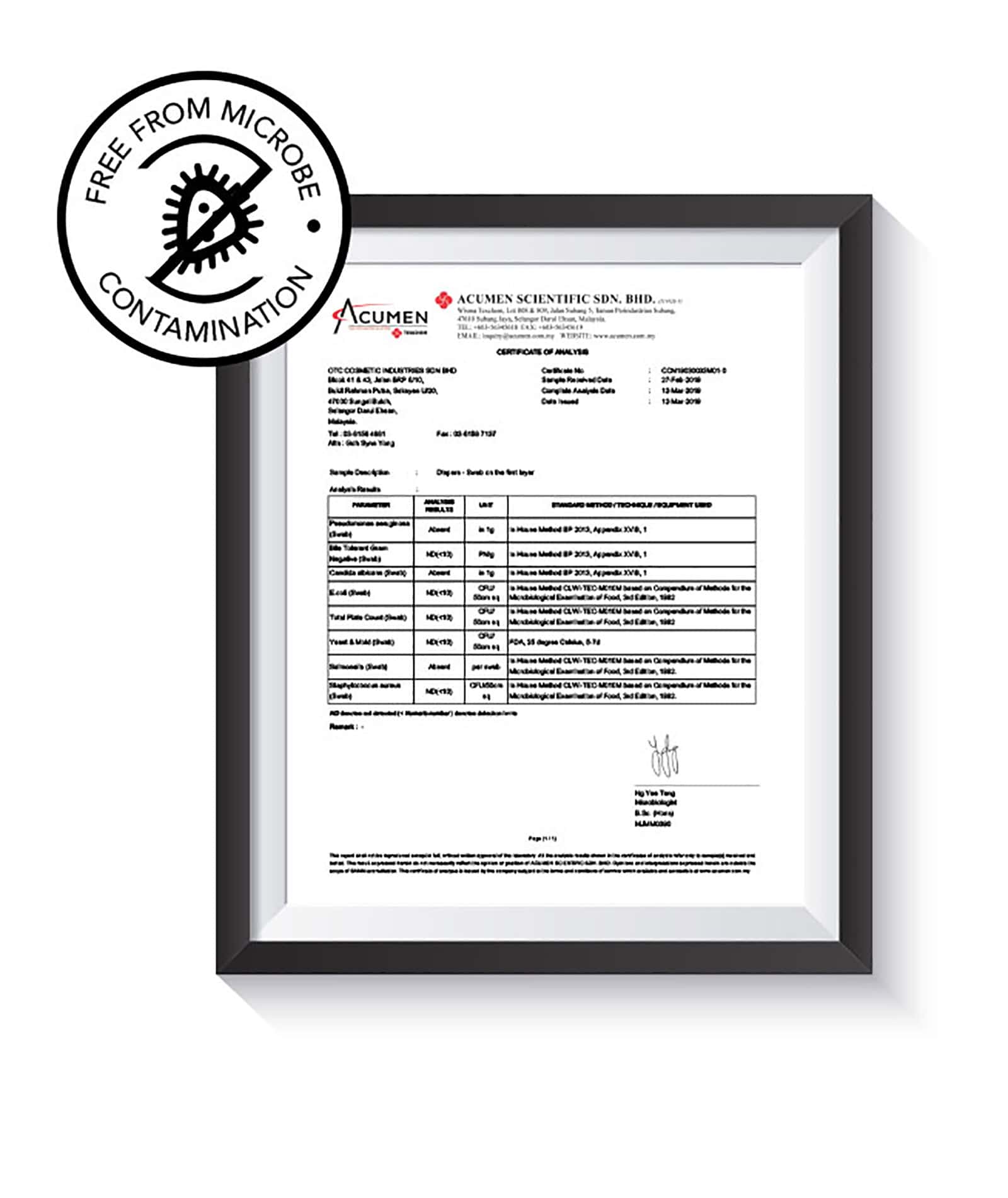 Free From Microbe/Contamination(1)