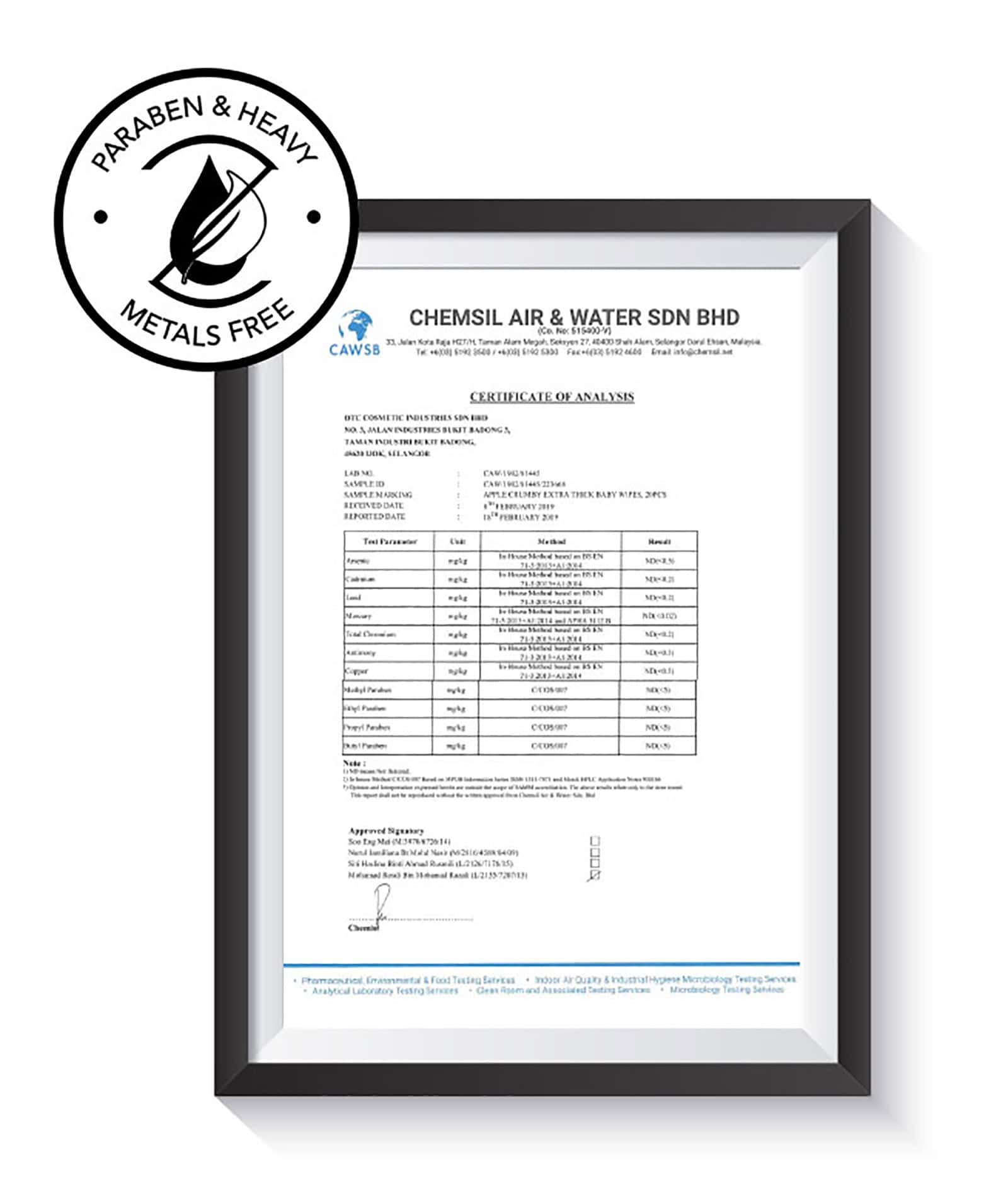 Paraben Heavy Metals Free