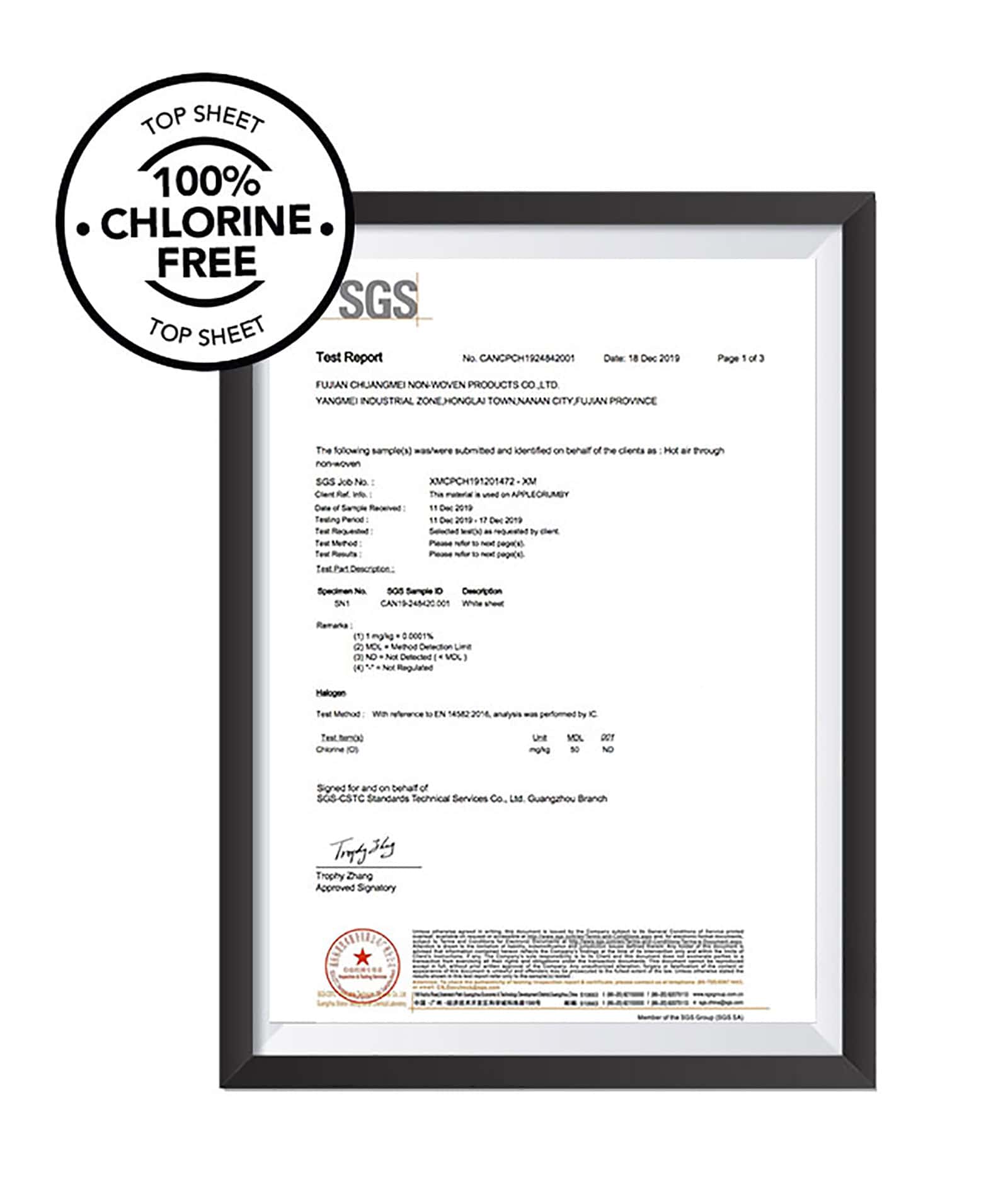 100% Chrlorine Free Top Sheet