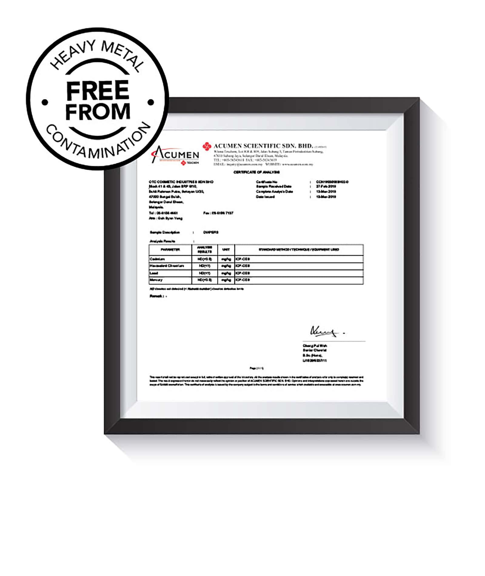 Paraben Heavy Metals Free