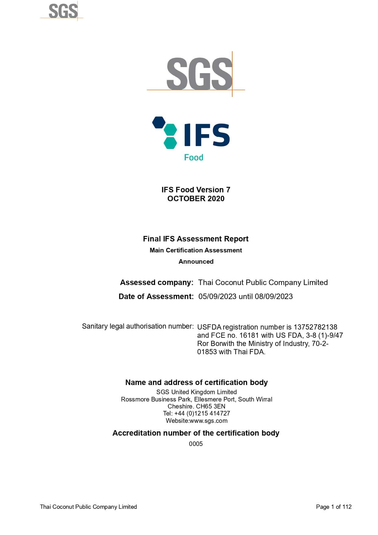 Thai Coconut PLC - IFS audit report 2023_page-0001